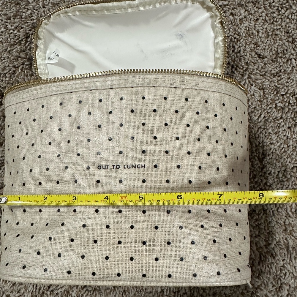 kate spade Cream and Black Polka Dot Cosmetic Case with Gold Zipper